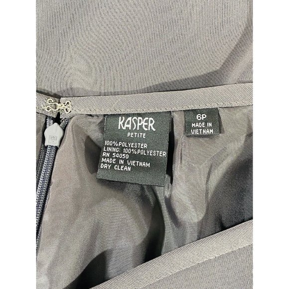 Kasper Skirt Womens Sz 6 Petite Solid Gray Back Zipper & Vent Career Lined - Picture 10 of 10